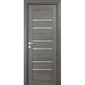 Usa interior Kira, cu geam, reversibila, MDF, 88 x 203 cm, negru