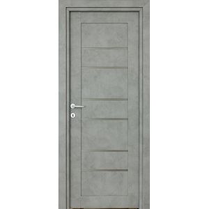 Usa interior Kira, cu geam, reversibila, MDF, 68 x 203 cm, gri inchis