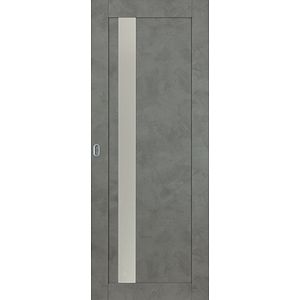 Usa interior Maya, cu geam, reversibila, MDF, 81.5 x 207 cm, gri inchis