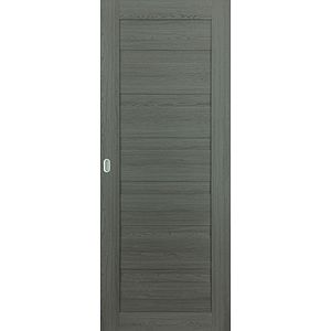 Usa interior Tisa, fara geam, reversibila, MDF, 81.5 x 207 cm, gri antracit