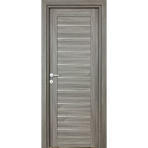 Usa interior Tarra, cu geam, reversibila, MDF, 68 x 203 cm, gri inchis
