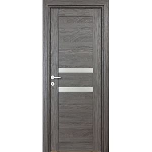 Usa interior Tisa, cu geam, reversibila, MDF, 78 x 203 cm, negru