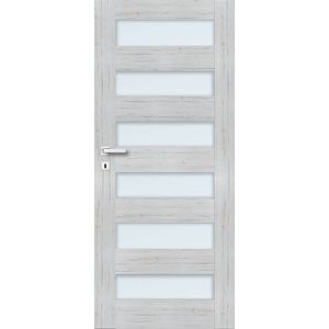 Usa interior Trame, cu geam, dreapta, MDF, 88 x 206 cm, gri