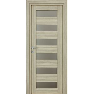 Usa interior Trame, cu geam, reversibila, MDF, 68 x 203 cm, crem