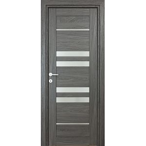 Usa interior Rino, cu geam, reversibila, MDF, 78 x 203 cm, negru