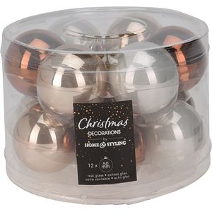 Set globuri de Craciun, 5 cm, 12 bucati, multicolor