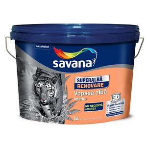 Vopsea super-lavabila interior Savana Superalb Renovare, alb, 15l