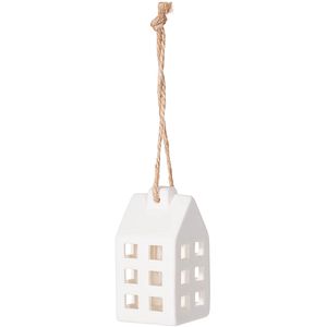 Decoratiune brad Casuta, ceramica, 6.5 cm, alb
