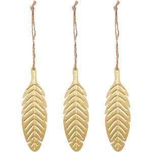 Set ornamente brad Frunze, 3 bucati, 8.6 cm, auriu