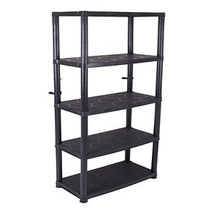 Raft podea, 5 polite, plastic, 120 x 40 cm, negru