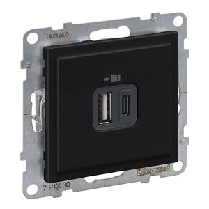 Incarc USB dublu, Tip A+C, negru