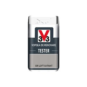 Tester vopsea culoare pentru renovare, V33, satinat, 50 ml, culoare gri deschis