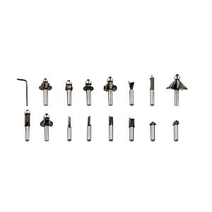 Set 15 freze electrice mixte Universal Fit, 8 mm, otel cu vanadiu crom, gri