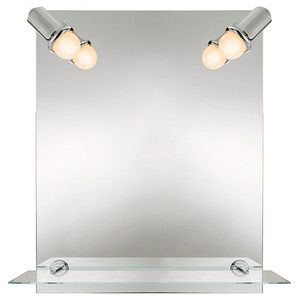 Oglinda baie cu etajera Cooke & Lewis Clarach, dreptunghiulara, 50 x 60 cm, iluminare LED