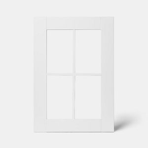 Front usa cu sticla GOODHOME Alpinia, MDF, sticla, 49.7 x 71.5 x 1.8 cm, alb mat