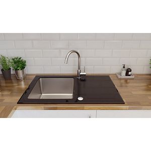 Chiuveta bucatarie Cooke & Lewis Christianna, 1 cuva, picurator reversibil, inox/sticla, negru