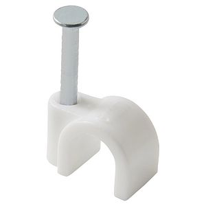 Clips rotund cablu DIALL, 7 mm, poliamida, alb, 100 buc
