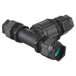 Conector in T DIALL, 12.1 x 9.1 cm, 3 poli, IP68, poliamida si TPE, negru