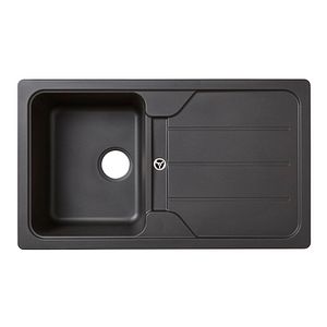 Chiuveta bucatarie Cooke & Lewis Arber, 1 cuva, picurator reversibil, compozit quartz, negru