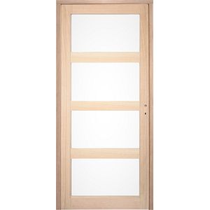 Usa interior GOODHOME Connemara, cu geam, stanga, MDF, 68 x 203 cm, maro