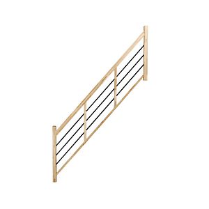 Balustrada fag cu balustri orizontali din metal Fortia, 260 cm, natur-negru