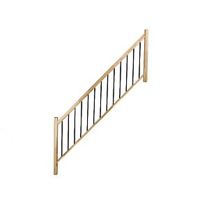 Balustrada fag cu balustri verticali din metal Fortia, 260 cm, natur-negru