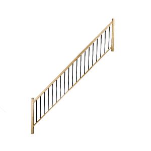 Balustrada fag cu balustri verticali din metal Fortia, 360 cm, natur-negru