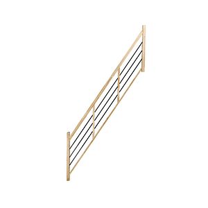 Balustrada fag cu balustri orizontali din metal Fortia, 360 cm, natur-negru