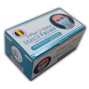 Set 50 masti protectie faciala, 3 straturi
