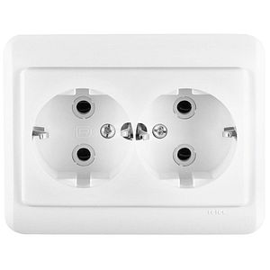 Priza dubla ceramica ELEGANT 16A, ST incastrat, alba Relee Medias