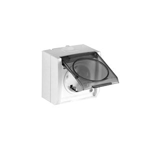 Priza simpla cu protectie RELEE, IP44, ABS, alb