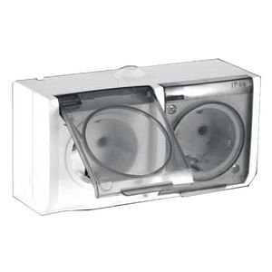 Priza dubla ceramica aplicata IP44, alba, tip ELEGANT Relee Medias