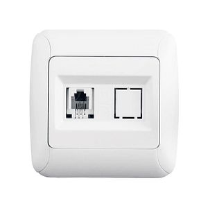 Priza telefon, tensiune 220 V, alba, 16 A, IP20