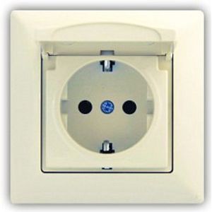Priza simpla cu capac GUNSAN, 16A, 220V, ABS, crem