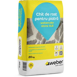 Chit de rosturi pentru piatra WEBERCOLOR Stone, Alb, interior/exterior, 20 kg