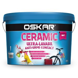 Vopsea ultra lavabila, interior/exterior, alb mat, 8.5 L  Oskar Ceramic