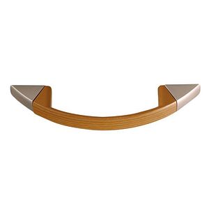 Maner mobila arcada plastic, 96 mm, stejar si crom satinat 