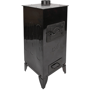 Soba din tabla emailata tip Godin Evotools, 7.7 kW, 89 x 37.5 x 37.5 cm, negru
