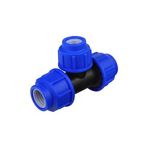 Teu compresiune PEHD, 40mm, polipropilena, negru-albastru