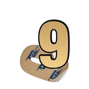 Cifra 9, ABS, Gravat, Auriu, M6 Creative Sign