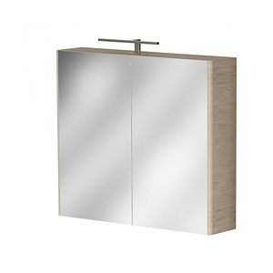 Oglinda baie Cubo, 2 usi si 2 polite mobile, 80 x 18 x 70 cm, iluminare LED