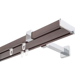 Set galerie dubla, wenge, aluminiu, 300 cm x 70 mm  Te-ma