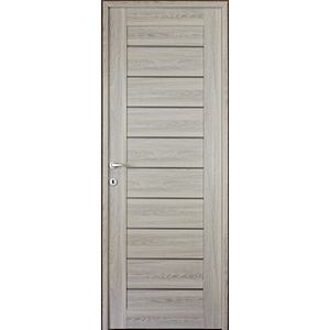 Usa interior Tarra, cu geam, reversibila, MDF, 78 x 203 cm, gri deschis