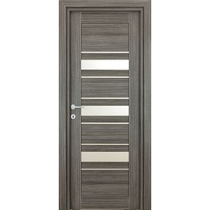 Usa interior Dora, cu geam, reversibila, MDF, 78 x 203 cm, negru periat
