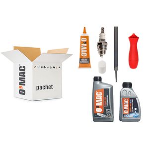 Set pentru motofierastrau O'MAC, vaselina, ulei, pila, bujie, maner