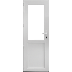 Usa exterior APLAST, cu geam, stanga, PVC, 88 x 195 cm, alb