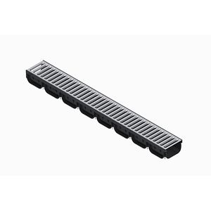 Kit rigola VODALAND 881011, polipropilena, gratar otel zincat A15, 1000 x 125 x 70 mm, negru-argintiu