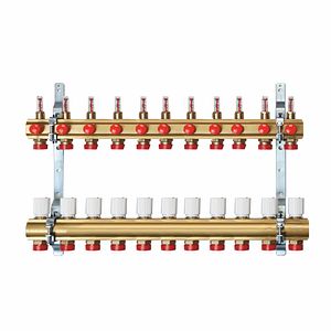 Kit distribuitor incalzire pardoseala Giacomini, 1 x 3/4 Euroconex, 11 circuite