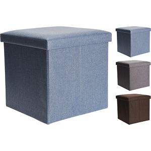 Taburet, spatiu depozitare, poliester, 38x38x38 cm, diverse culori