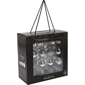 Set globuri Craciun, sticla, 4-6 cm, argintiu, 34 bucati